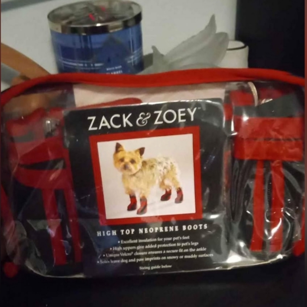 💕 Zack & Zoey 💕 Black And Red Dog Boots